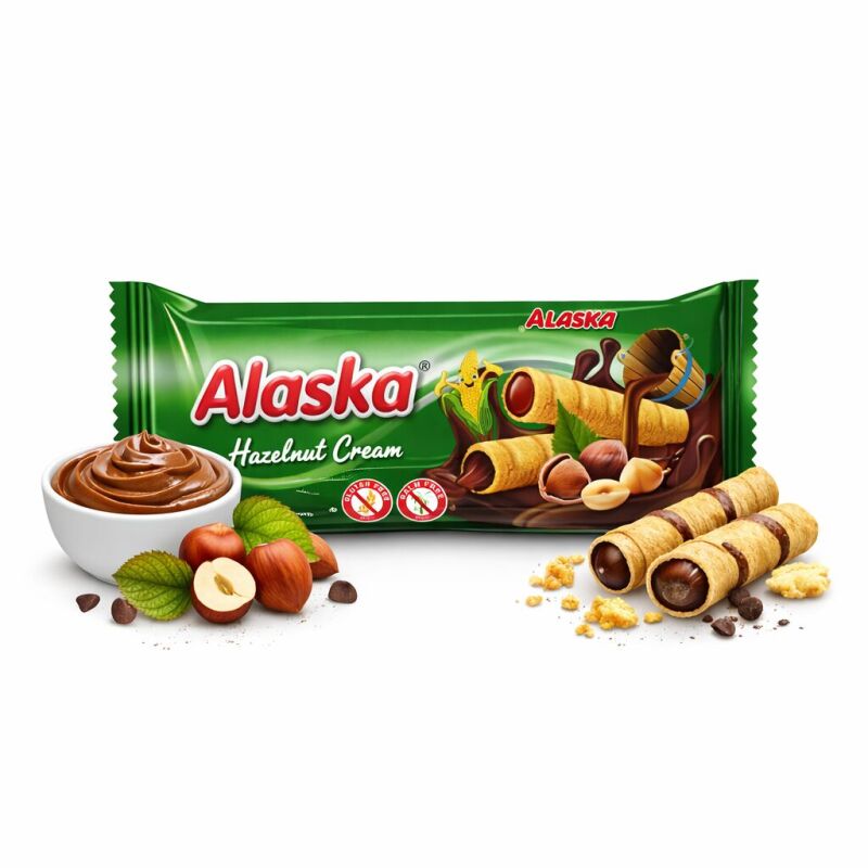 Kukuřičné trubičky Alaska lískooříškové 18g 
